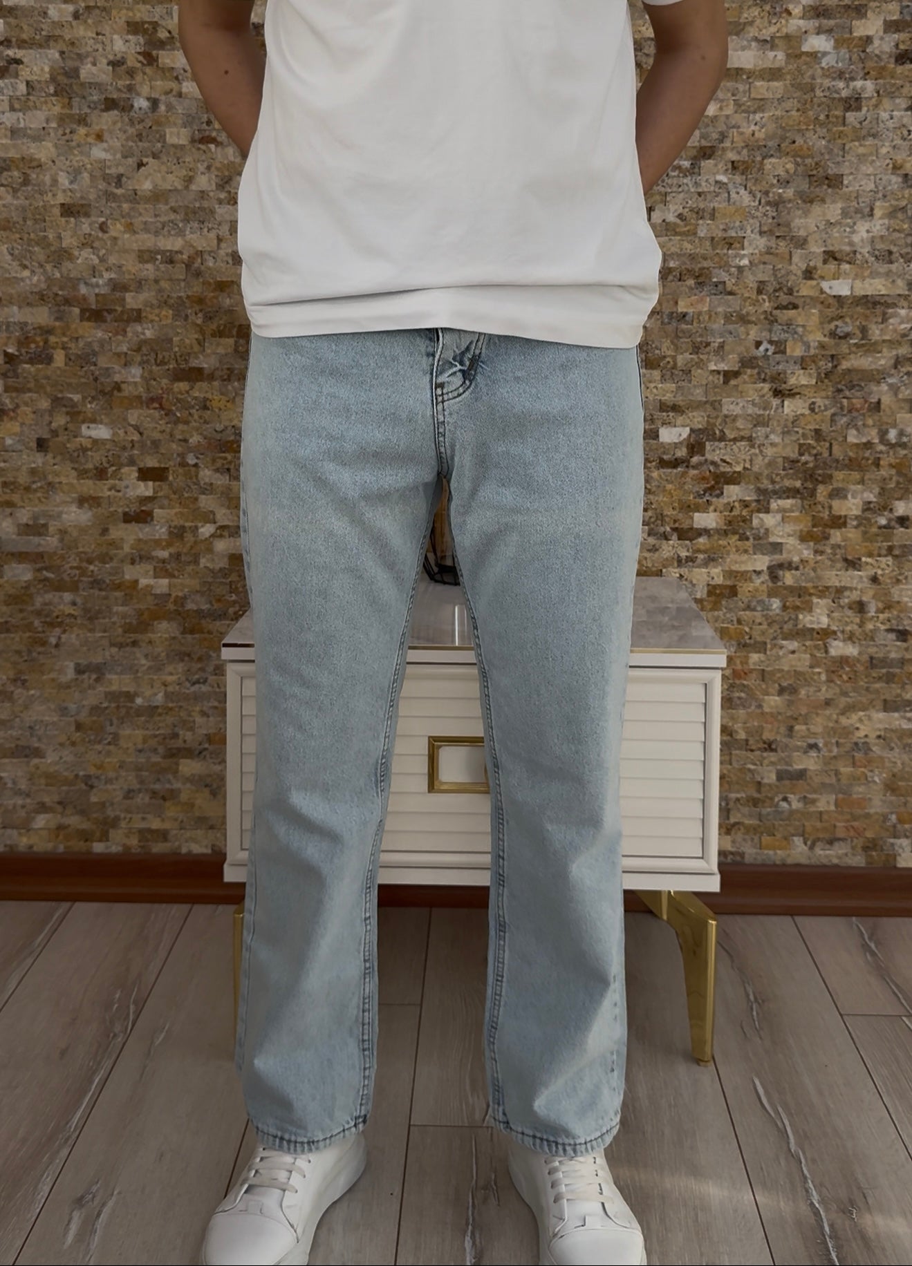 Erkek Baggy Kot Pantolon - Açık Mavi