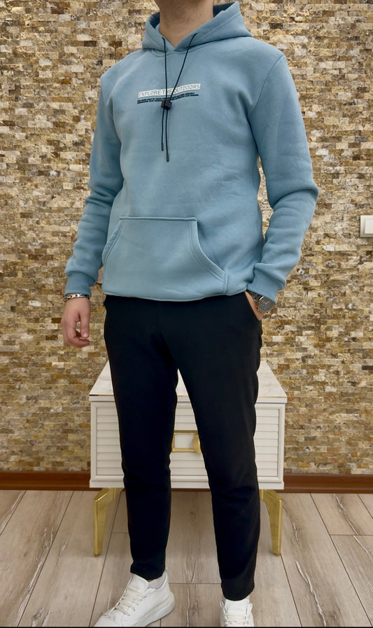 Erkek Baskılı 3 İplik Şardonlu Sweatshirt