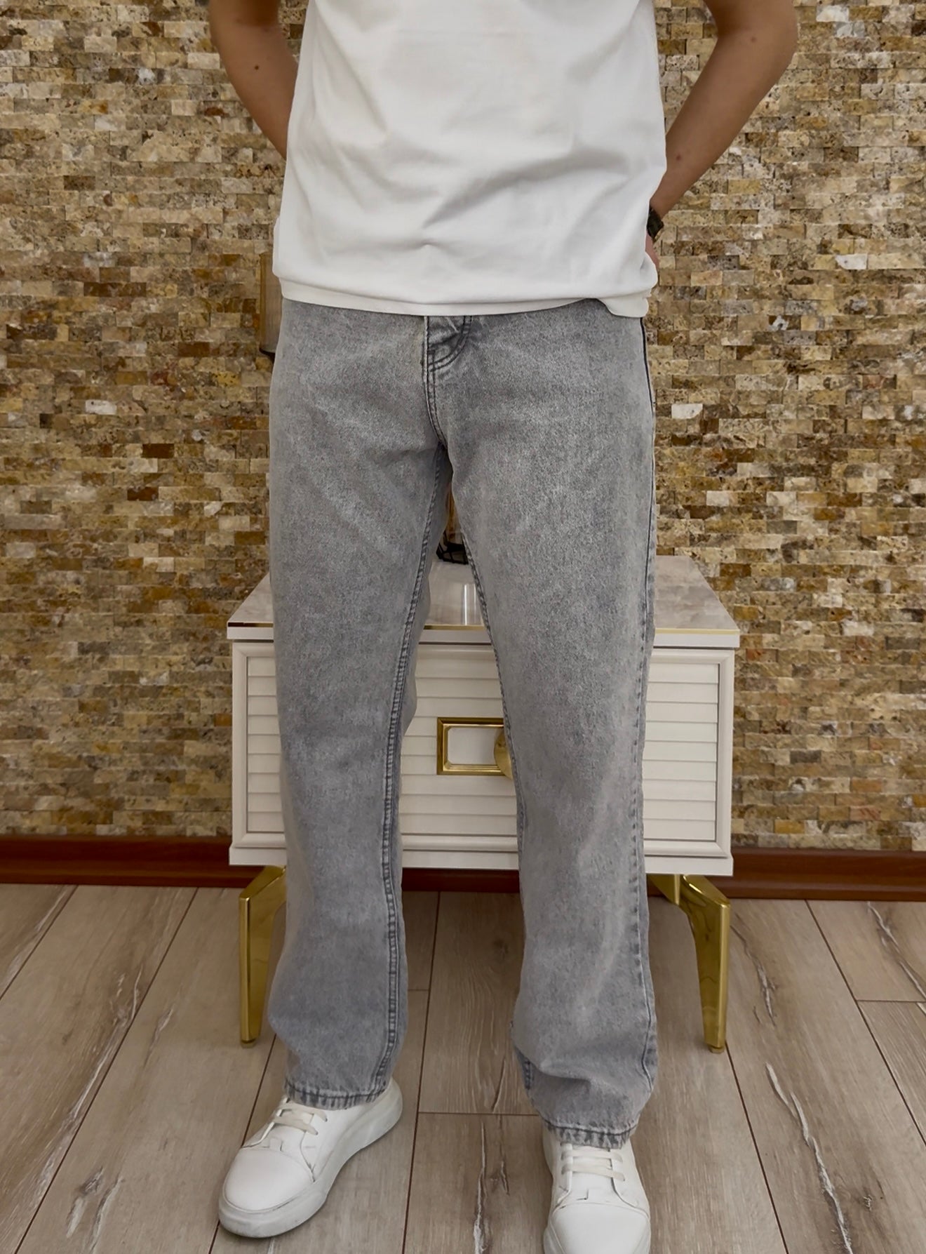 Erkek Baggy Kot Pantolon - Gri