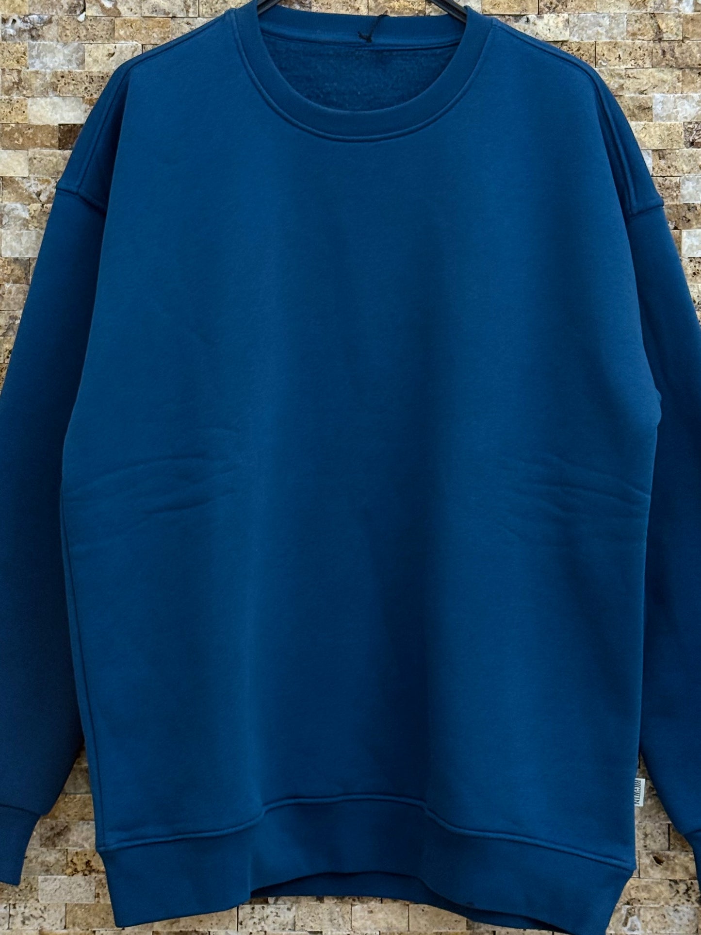 Erkek Bisiklet Yaka 3 İplik Şardonlu Sweatshirt - Lacivert