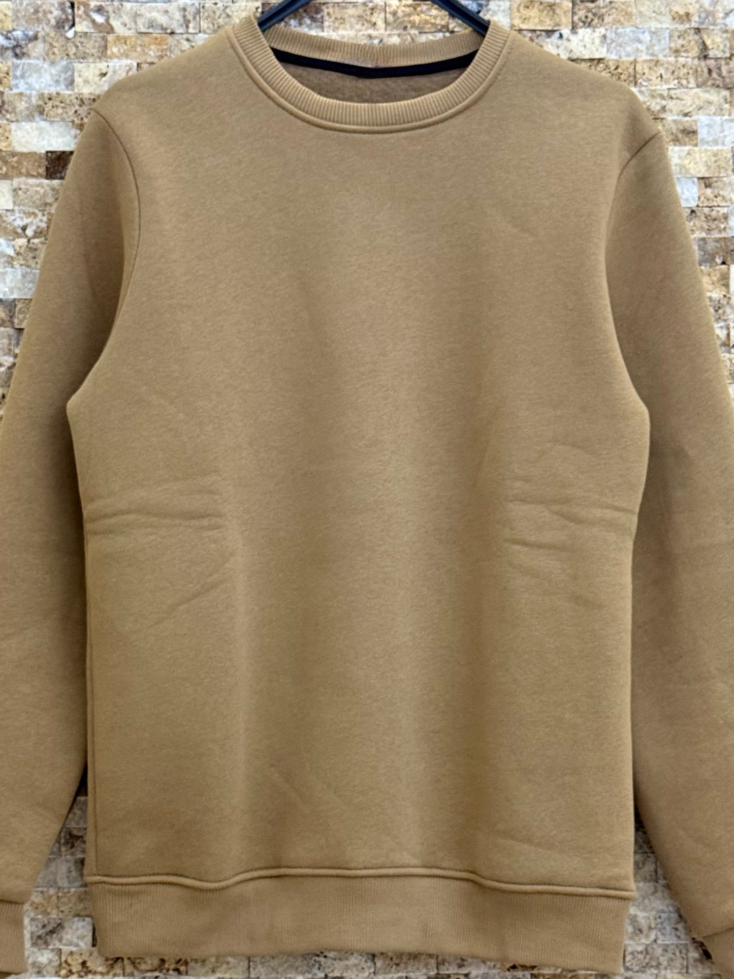 Erkek Bisiklet Yaka 3 İplik Şardonlu Sweatshirt - Kahverengi