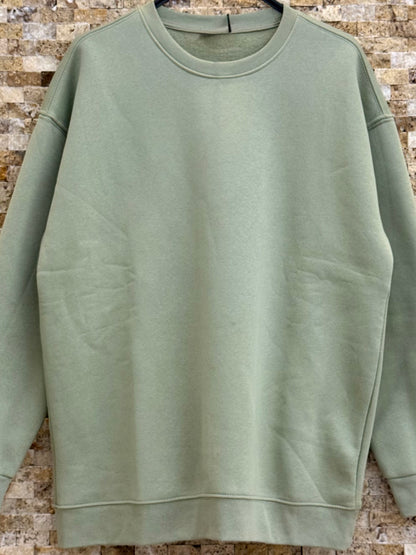 Erkek Bisiklet Yaka 3 İplik Şardonlu Sweatshirt - Yeşil